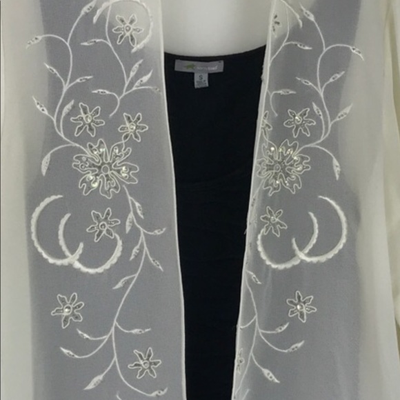 Vintage sheer sequined cover up cream size 16 top - Picture 1 of 9